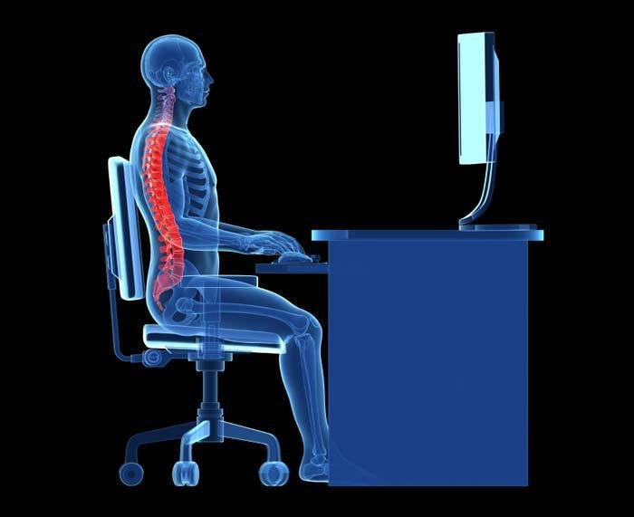 Example of good back posture when using a computer
